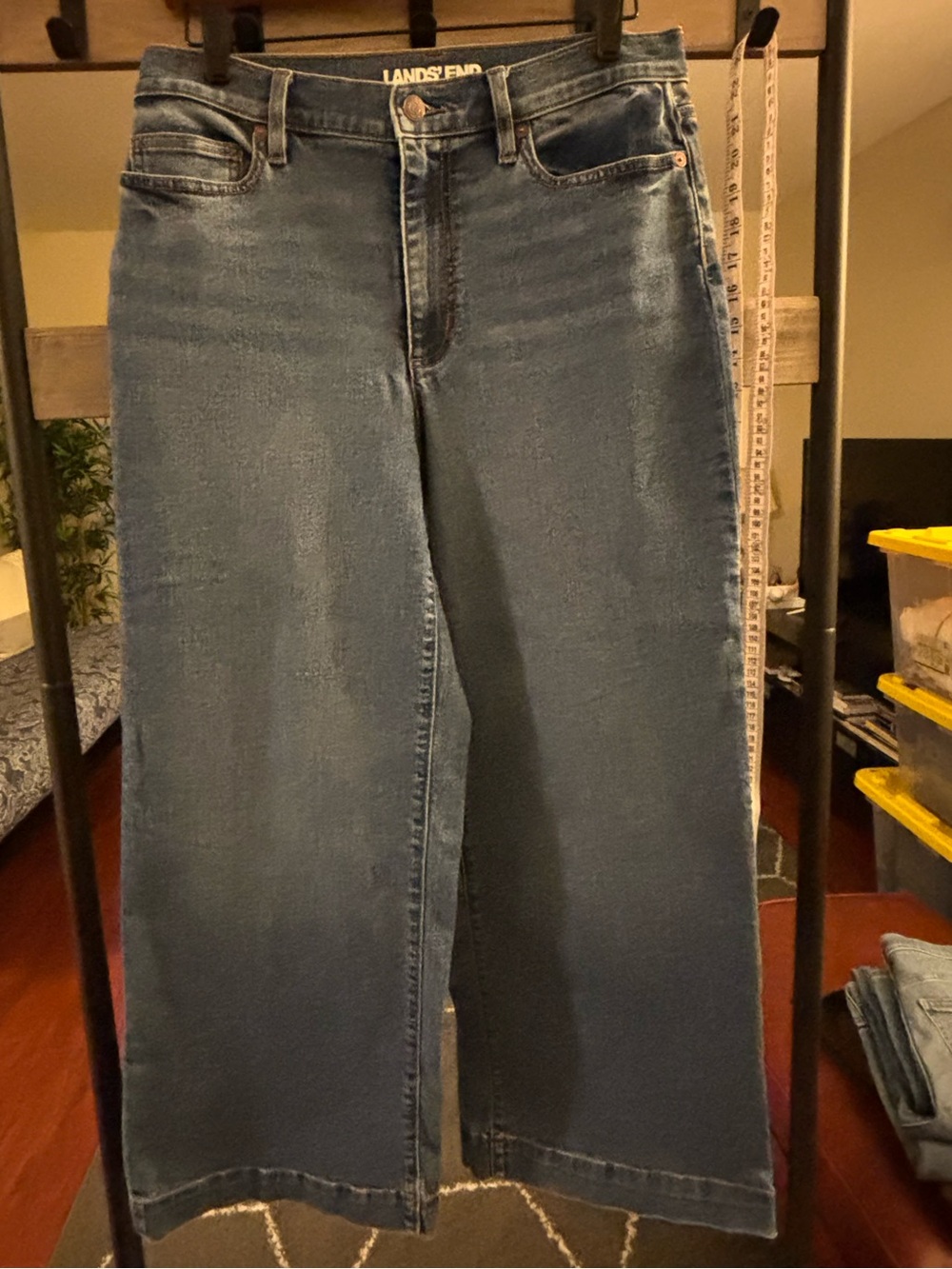 Lands' End Wide-Leg Jeans in Blue Denim
